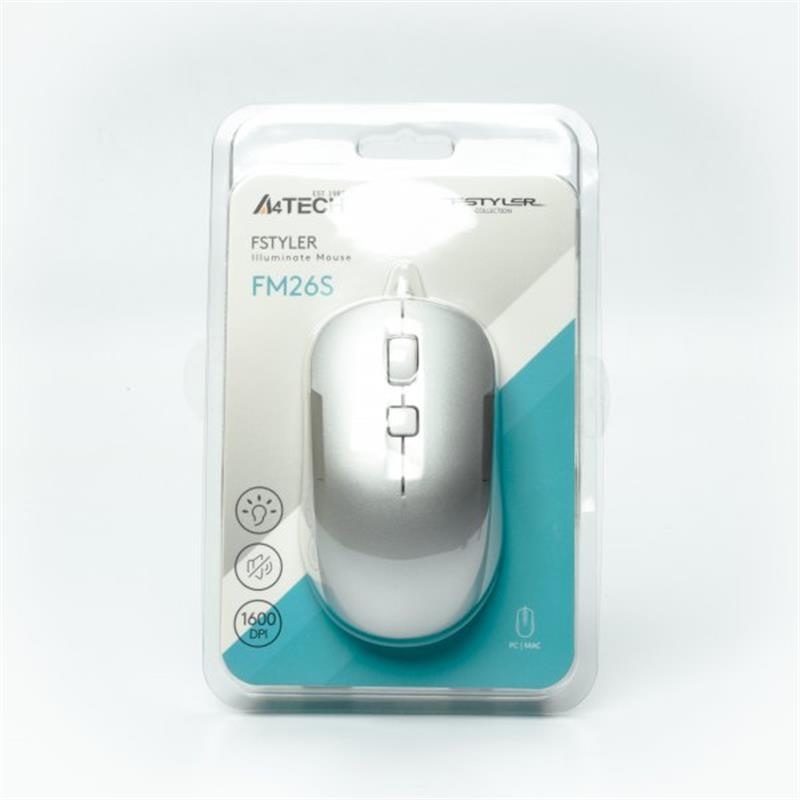 Миша Fstyler, біле підсвічування, USB, 1600 dpi, FM26S (Icy White) фото10