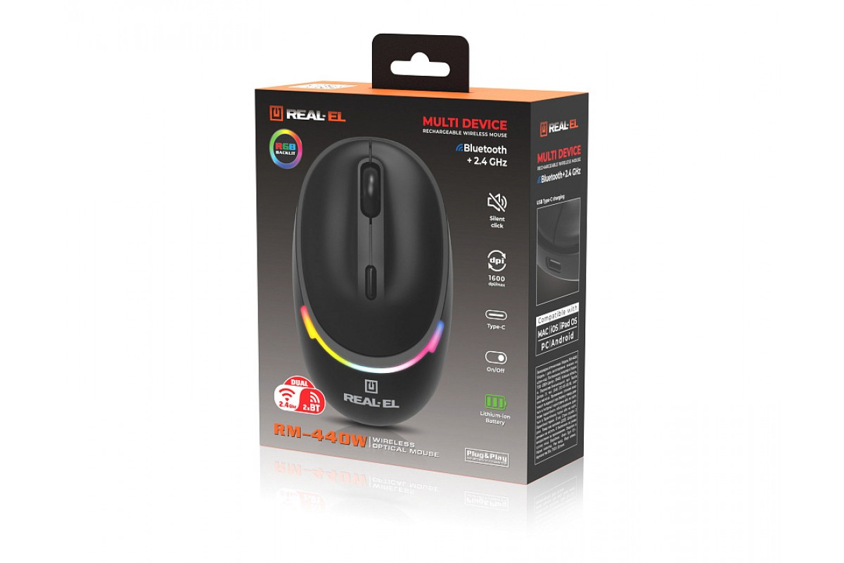 Мышь REAL-EL RM-440W Black фото16