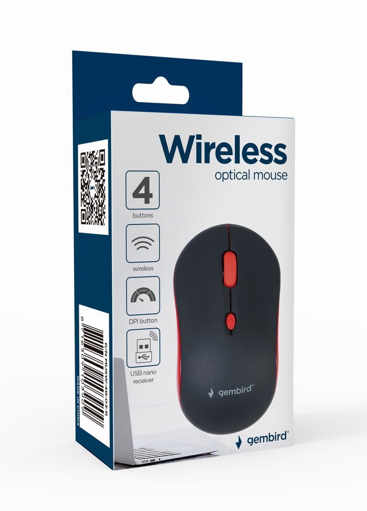 Миша Gembird USB, 1600 dpi, червона фото3