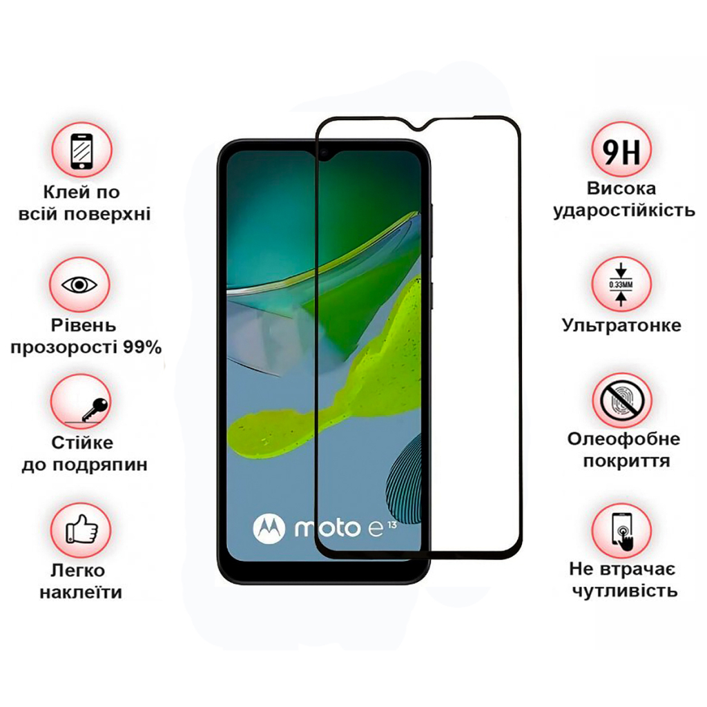 Захисне скло BeCover для Motorola Moto E13 Black (708843) фото
