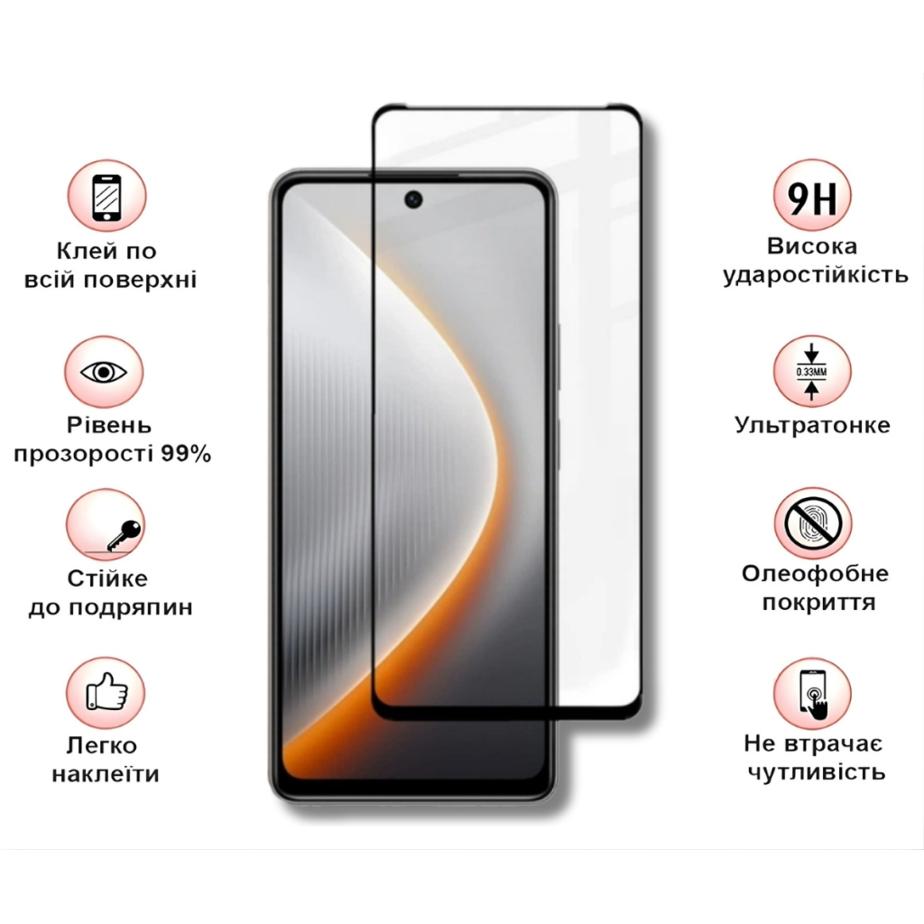 Захисне скло BeCover для Tecno Spark 40 4G (KM5) Black (714922) фото3