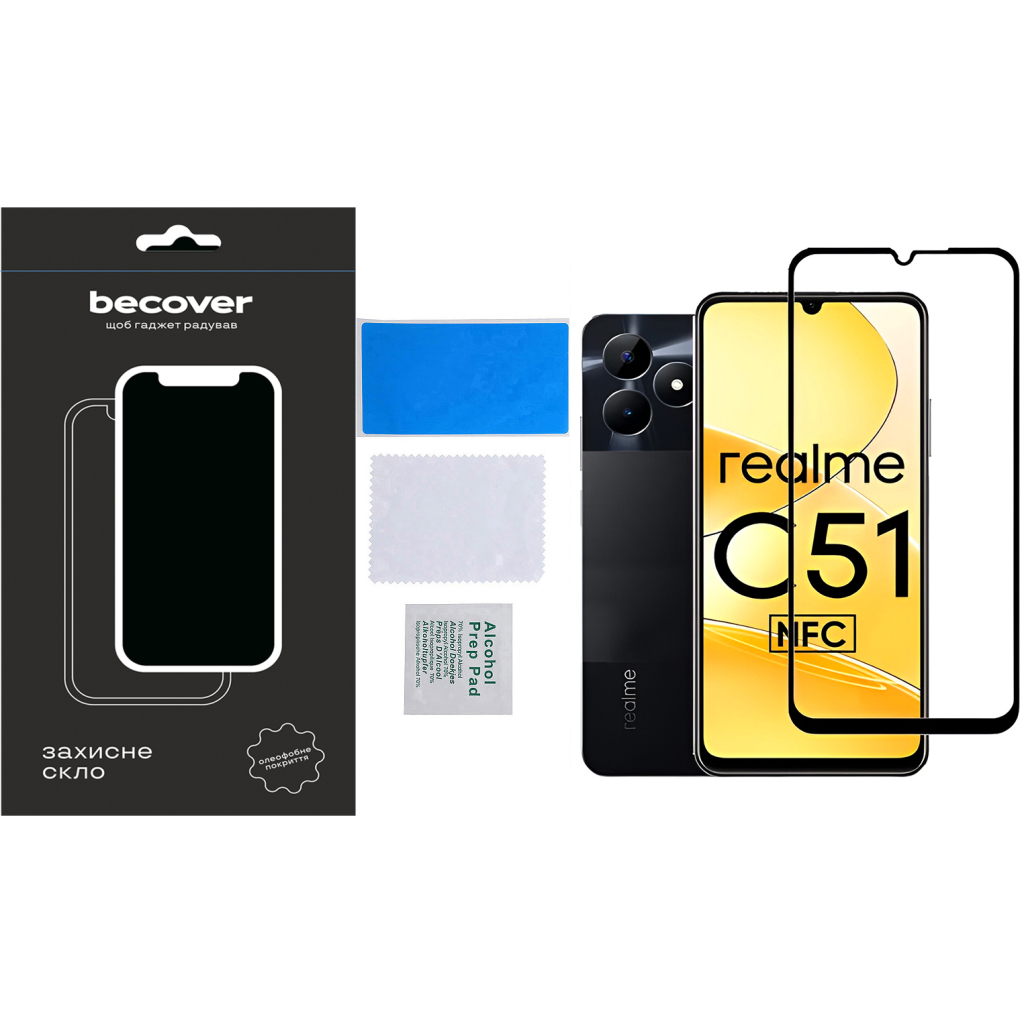 Захисне скло BeCover для Realme C51 Black (710301) фото4