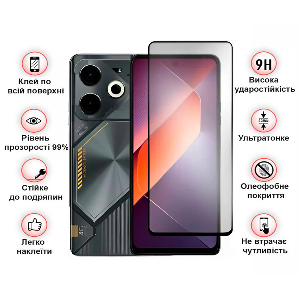 Захисне скло BeCover для Tecno Pova 6 (LI7) Black (711580) фото3