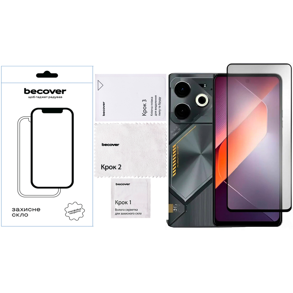 Захисне скло BeCover для Tecno Pova 6 (LI7) Black (711580) фото4