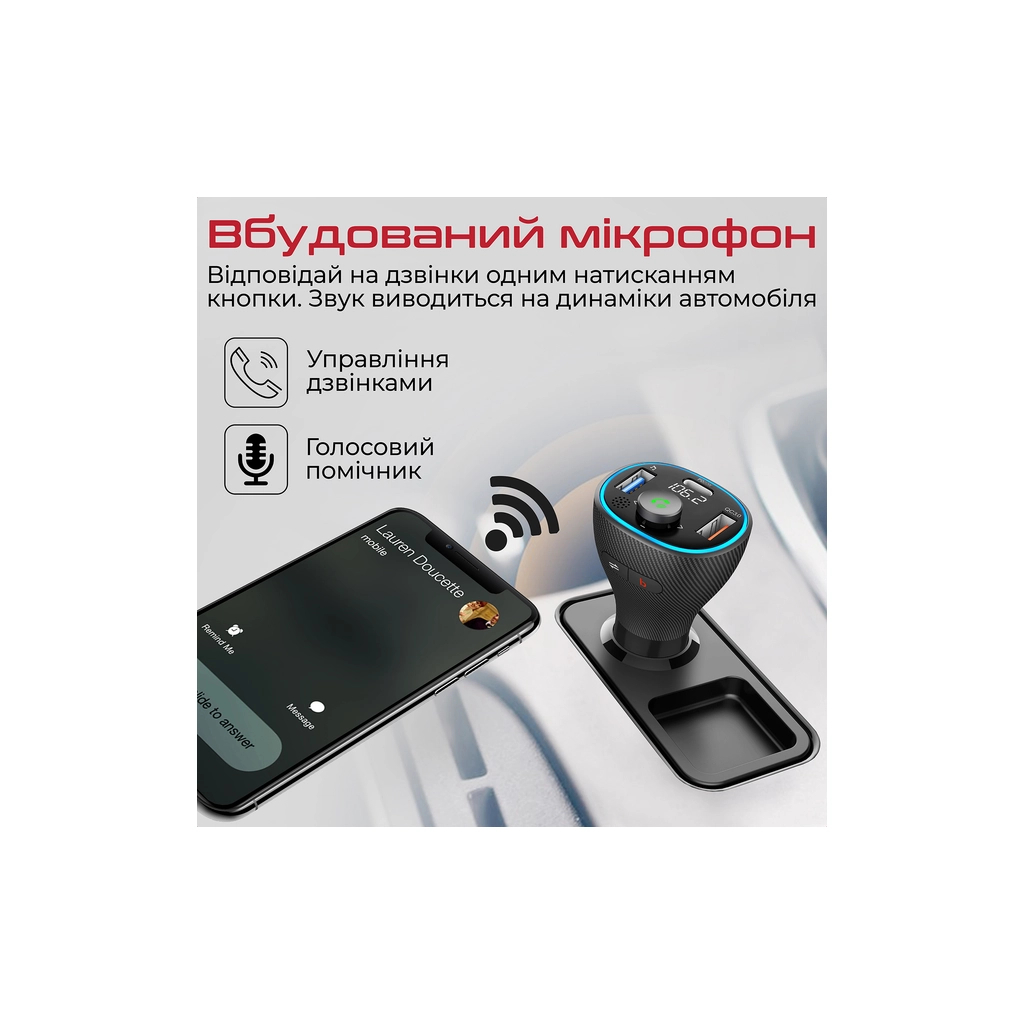 FM-трансмітер Promate PowerTune-38w Black фото4