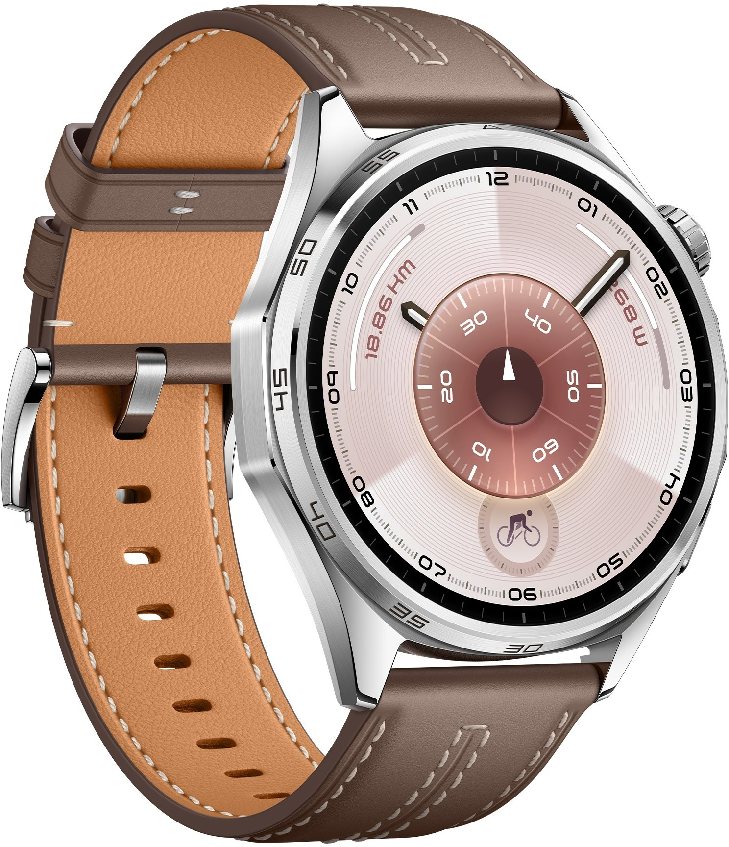 Смарт-годинник Huawei Watch GT 6 46mm Steel with Brown Composite Leather Strap (55020FTW) фото3