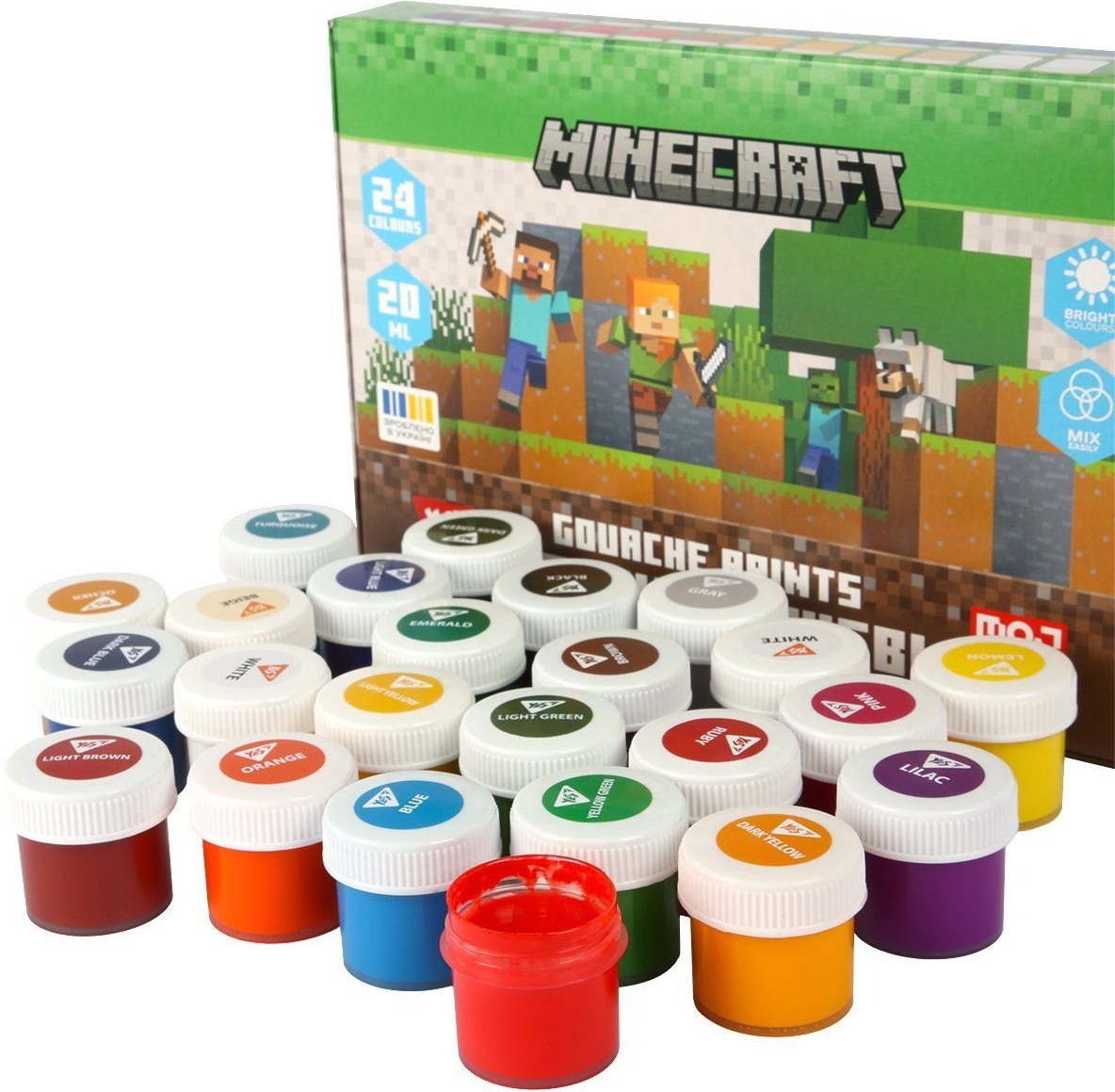 Гуашеві фарби Yes Minecraft 24 кольорів по 20 мл (230409) фото4