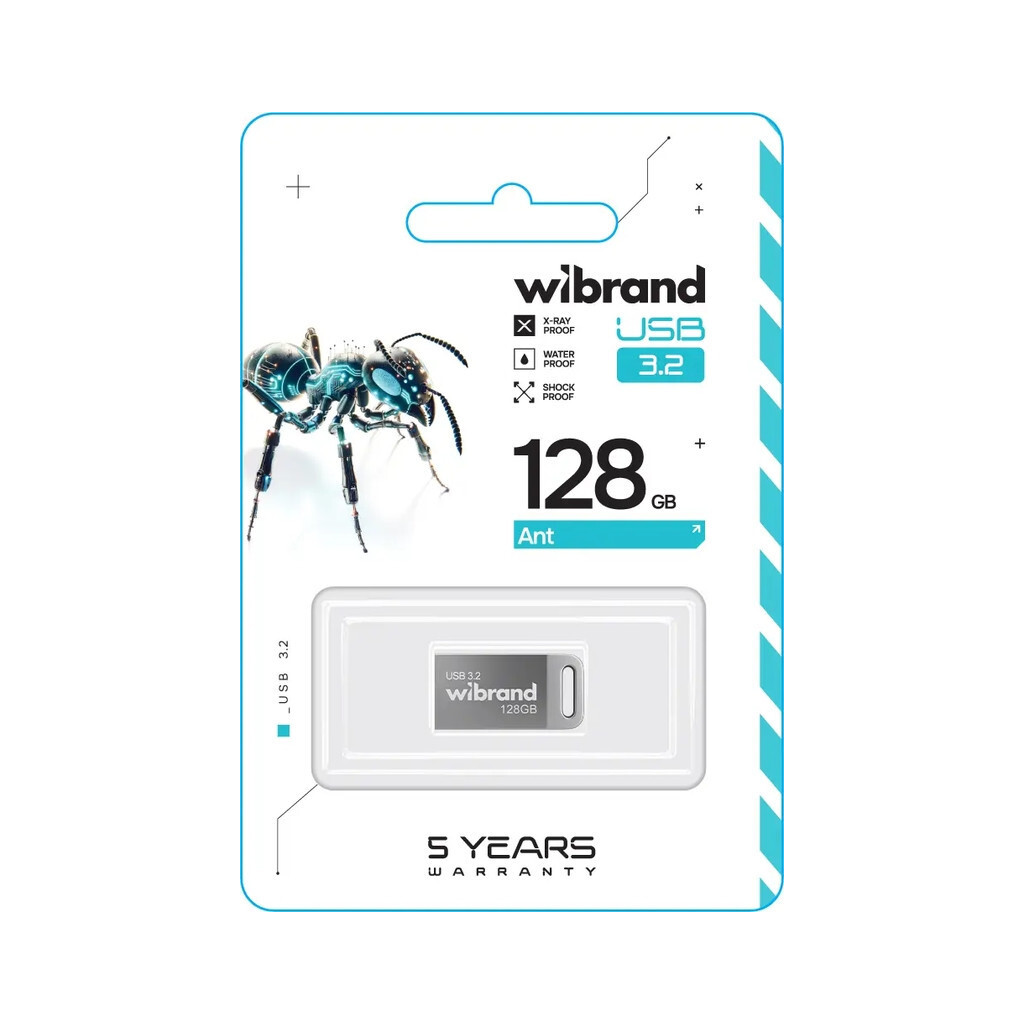 USB флеш накопичувач Wibrand 128GB Ant Silver USB 3.2 Gen 1 (USB 3.0) (WI3.2/AN128M4S) фото2