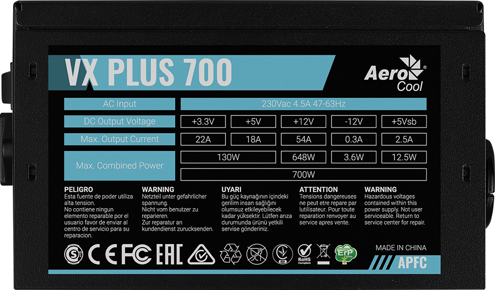 Блок питания AeroCool VX Plus Stealth 700 (ACPN-VS70AEY.12) 700W фото4