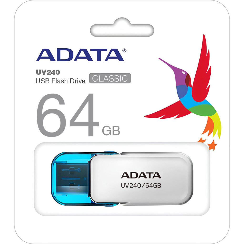 USB флеш накопичувач ADATA 64GB AUV 240 White USB 2.0 (AUV240-64G-RWH) фото3