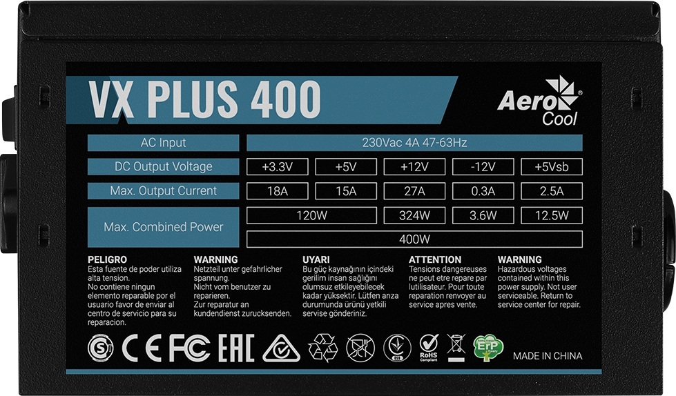 Блок живлення AeroCool VX Plus Stealth 400 (ACPN-VS40NEY.12) 400W фото
