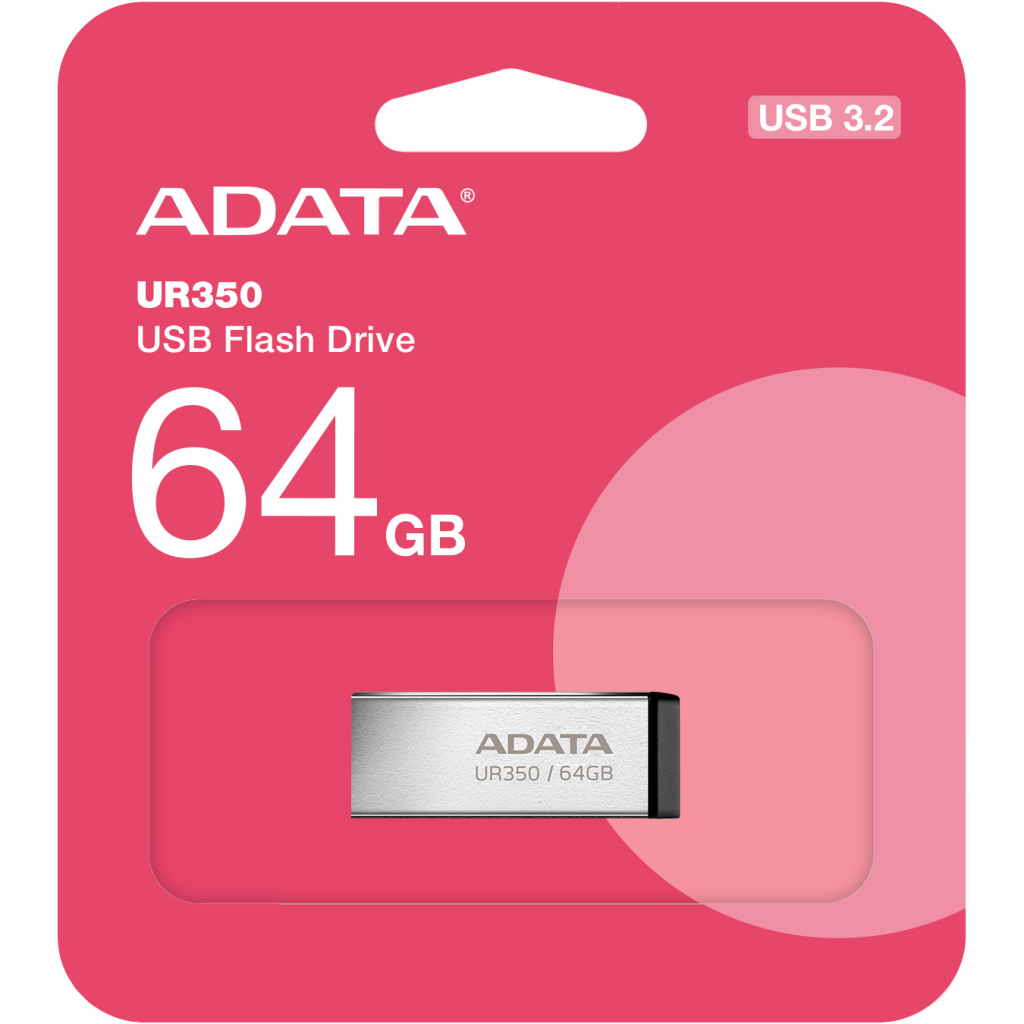 USB флеш накопичувач ADATA 64GB UR350 Silver-Black USB 3.2 (UR350-64G-RSR/BK) фото5