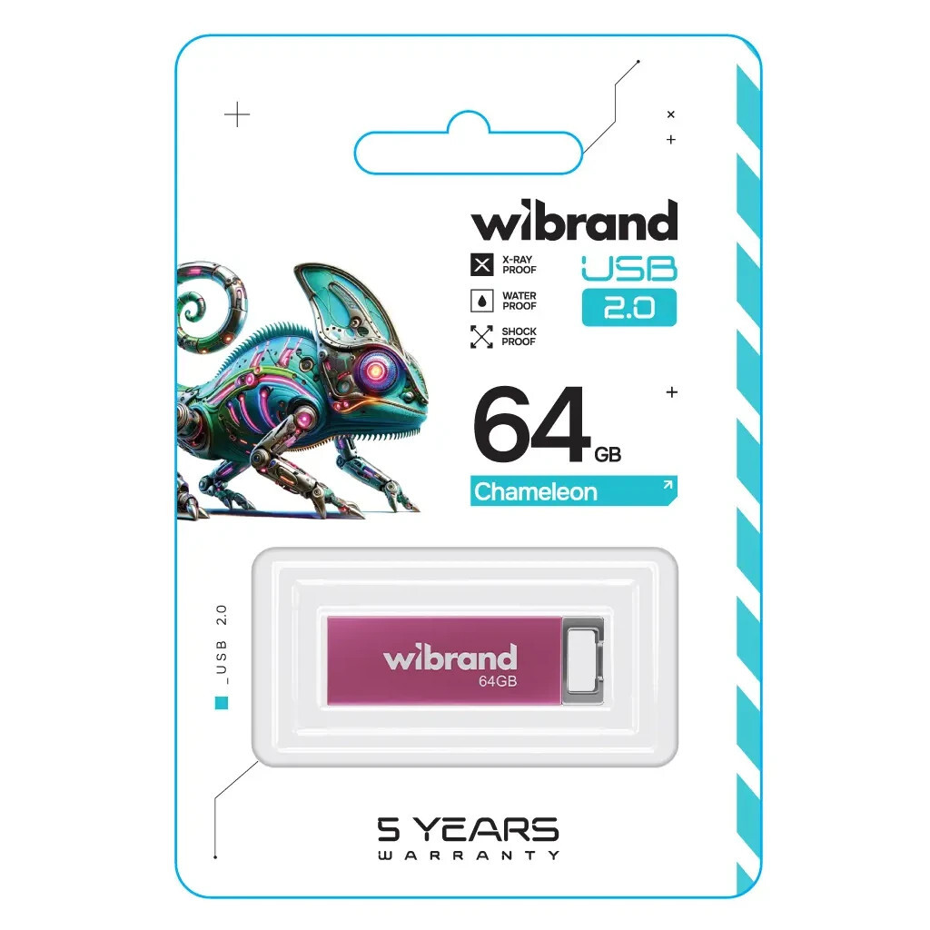 USB флеш накопичувач Wibrand 64GB Chameleon Pink USB 2.0 (WI2.0/CH64U6P) фото