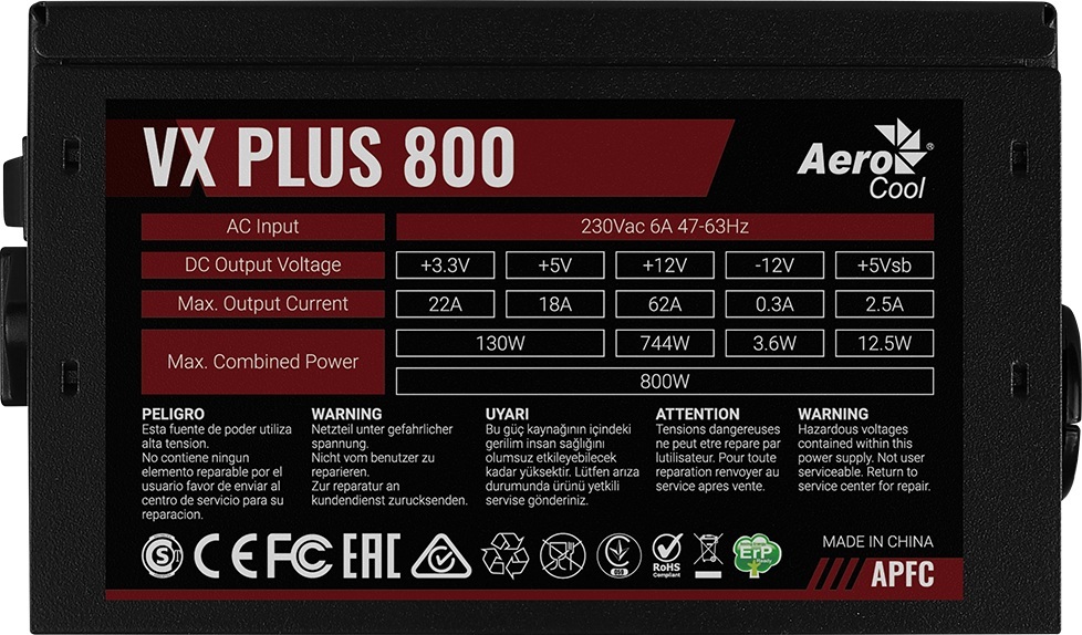 Блок живлення AeroCool VX Plus Stealth 800 (ACPN-VS80AEY.12) 800W фото