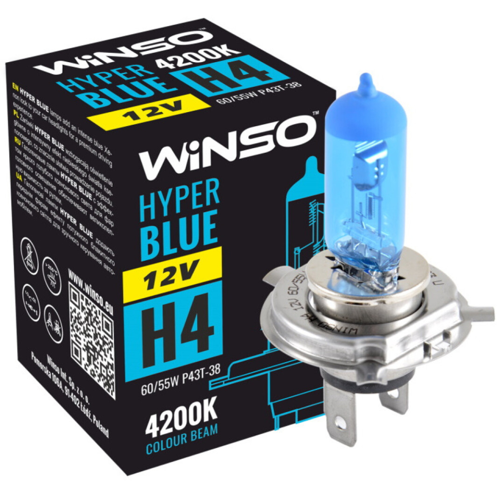 Автолампа WINSO H4 HYPER BLUE 4200K 60/55W (712440) фото2