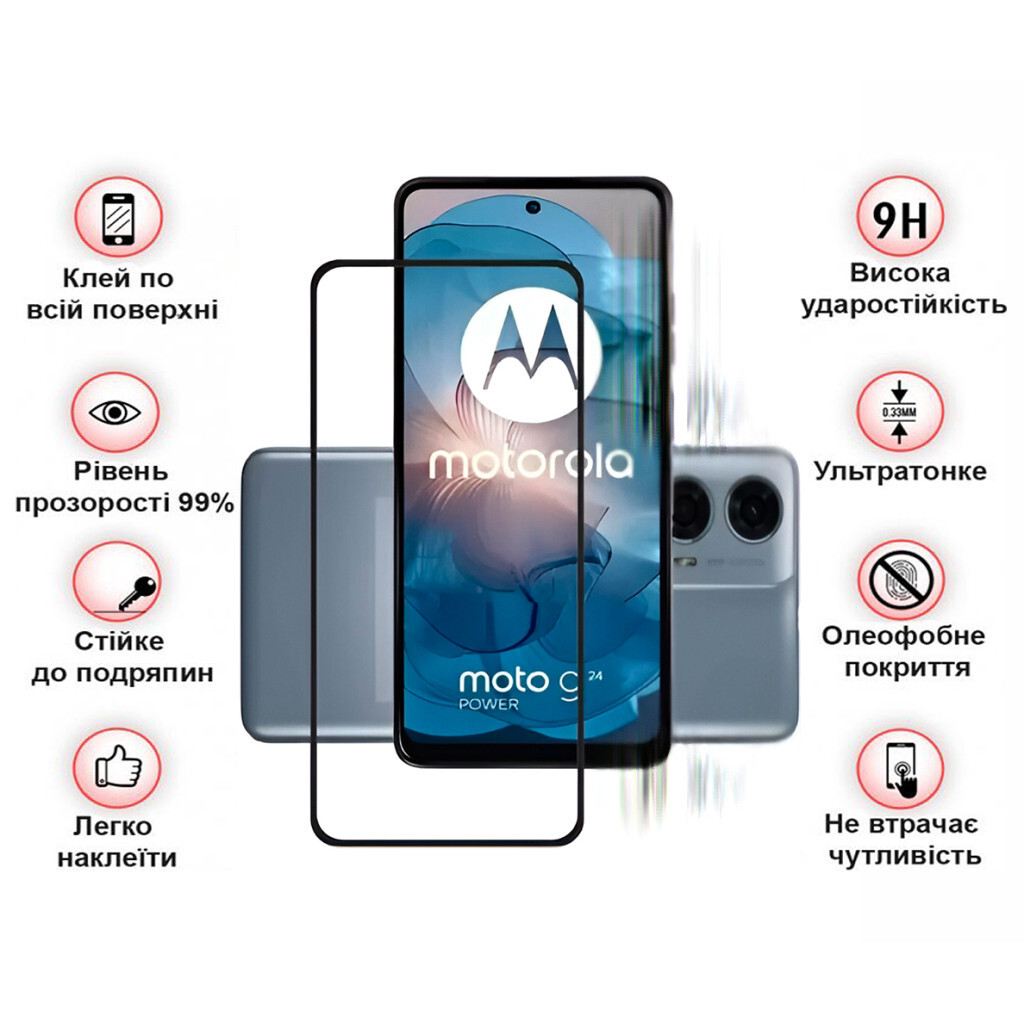 Защитное стекло BeCover Motorola Moto G24/G24 Power Black (710716) фото3