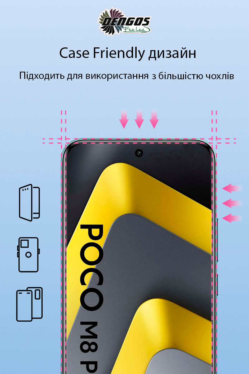 Скло захисне Dengos Full Glue POCO M8 Pro 5G Black (TGFG-429) фото3
