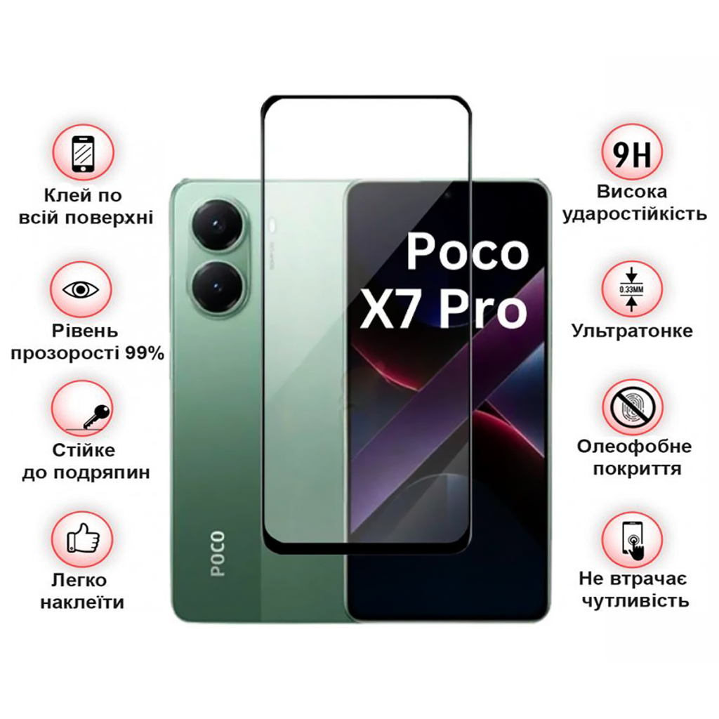 Защитное стекло BeCover Poco X7 Pro Black (713415) фото3