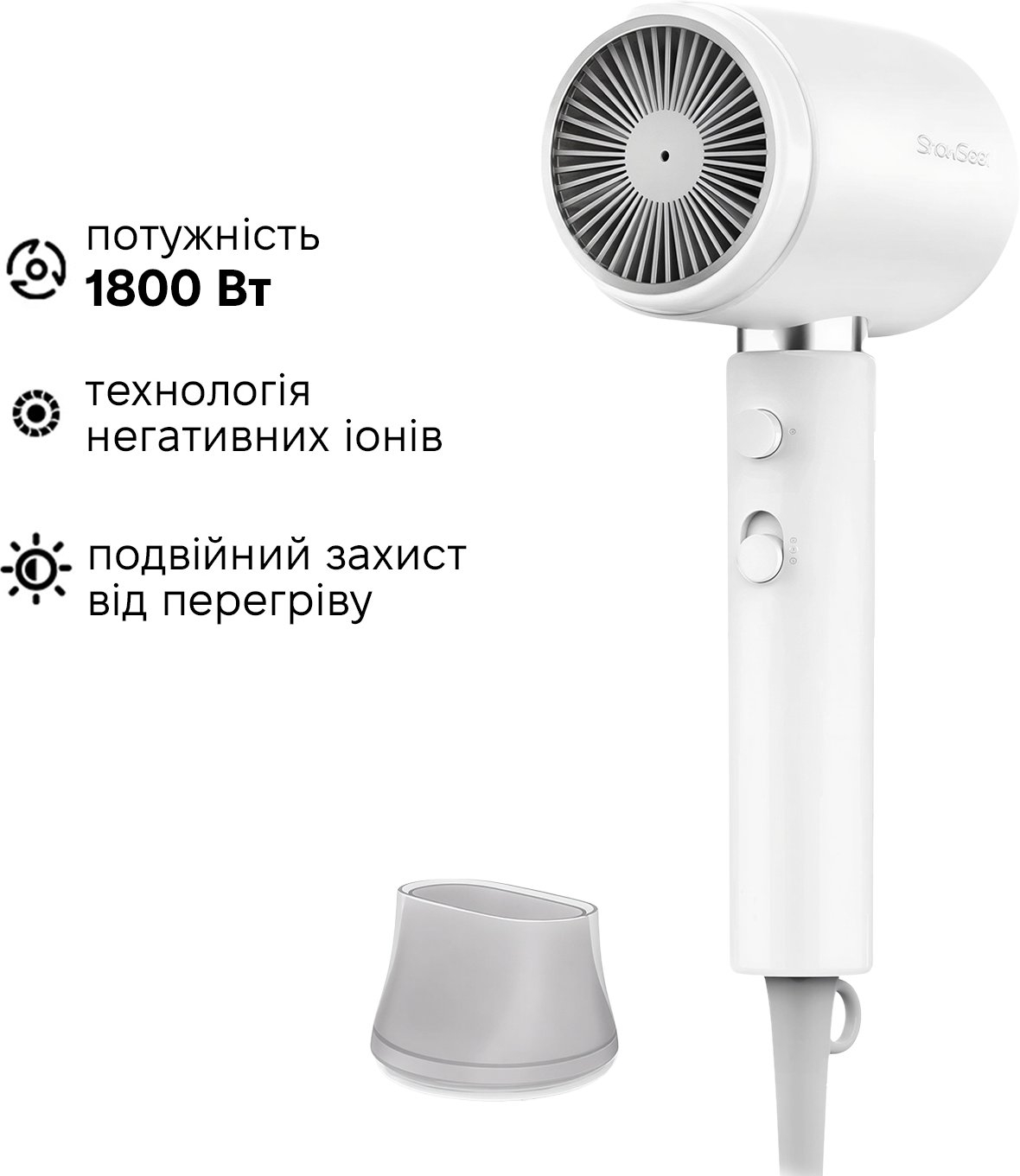 Фен Xiaomi ShowSee Hair Dryer A10-W 1800W White фото3