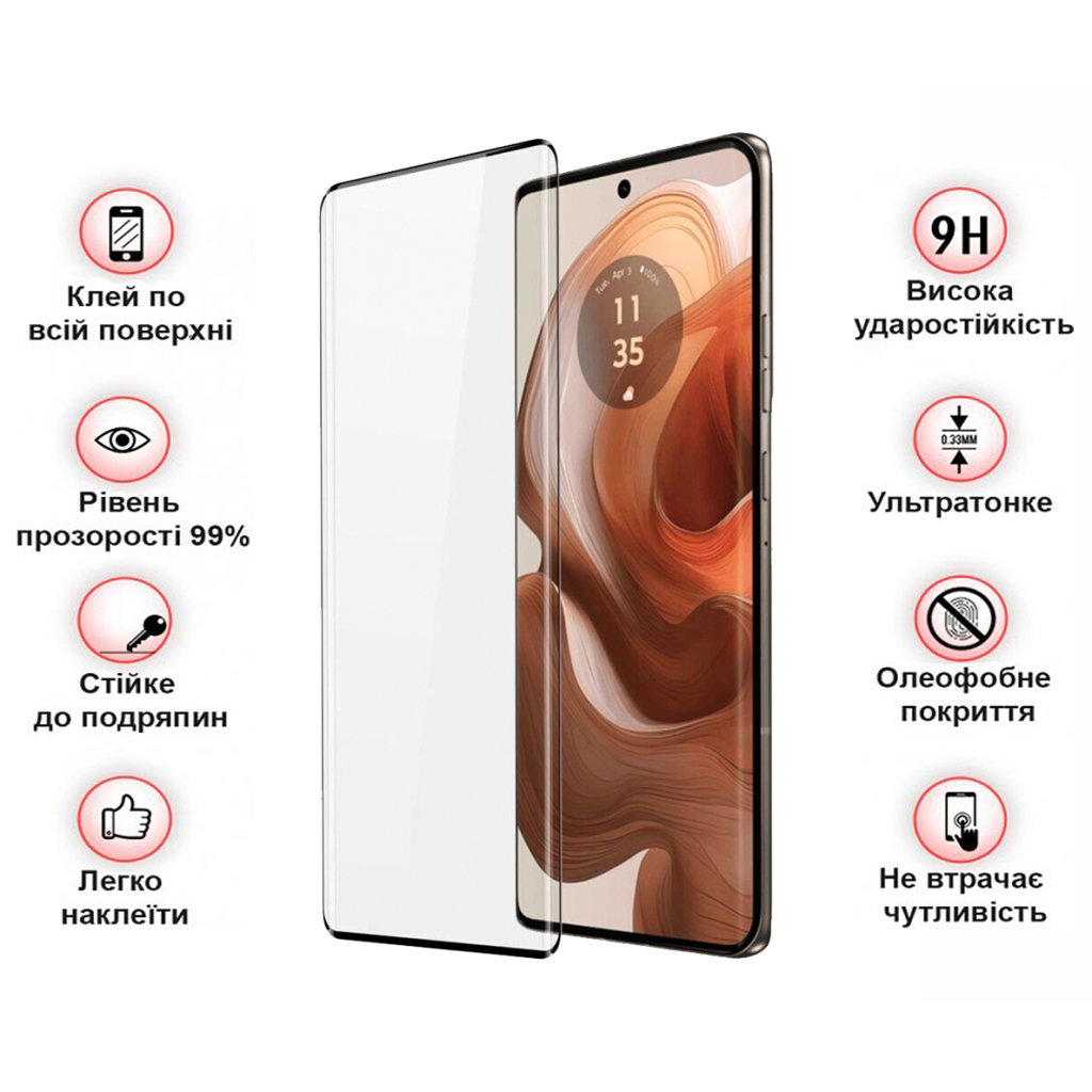 Захисне скло BeCover Motorola Edge 50 Ultra Black (712345) фото3