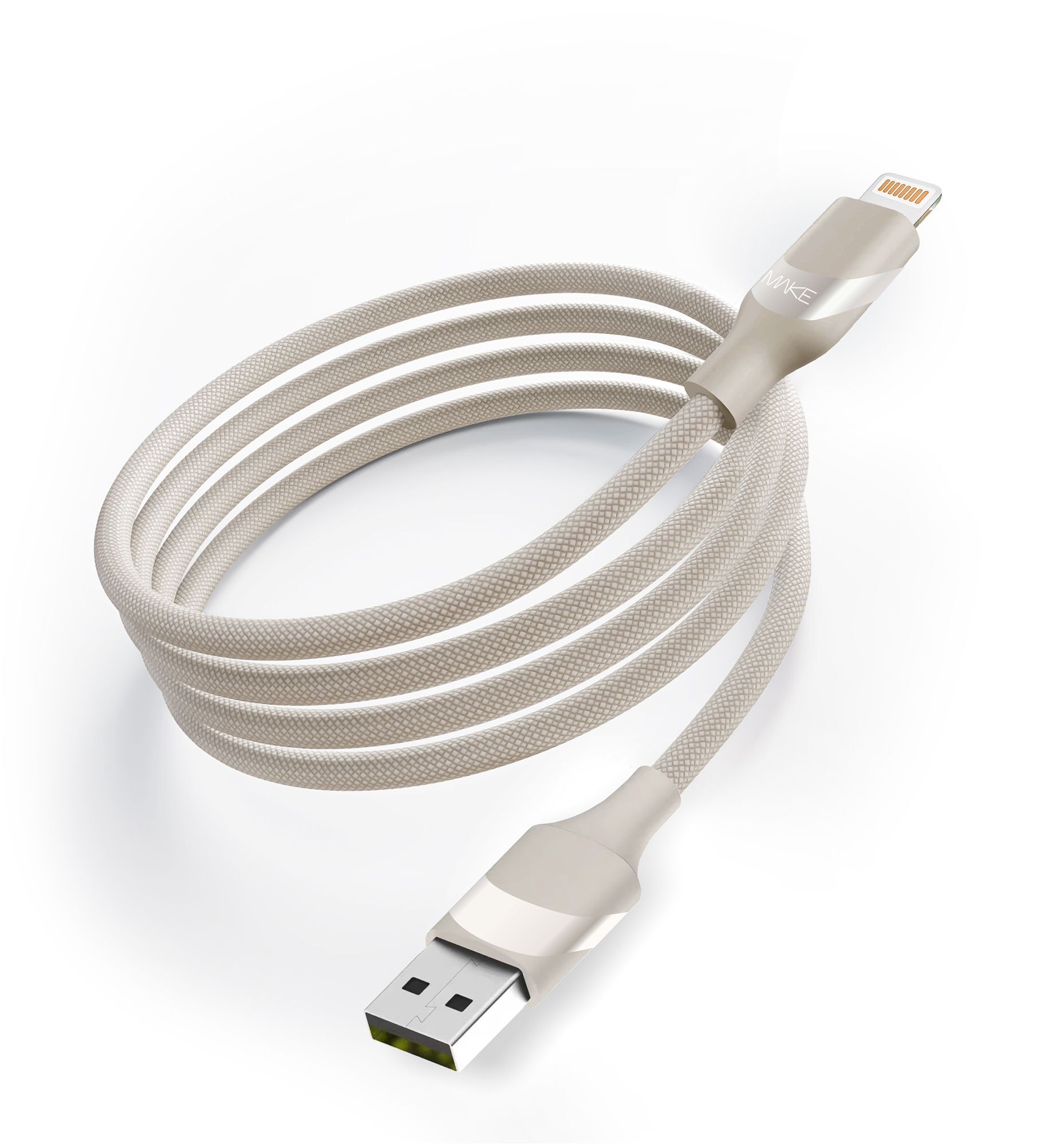 Кабель MakeFuture USB to Lightning 2.4A 1м Braid Beige (MCB-LB1BG) фото