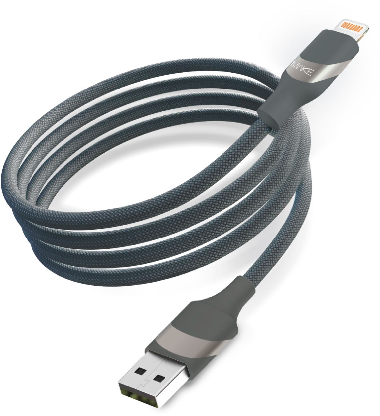 Кабель MakeFuture USB to Lightning 2.4A 1м Braid Black (MCB-LB1BK) фото2