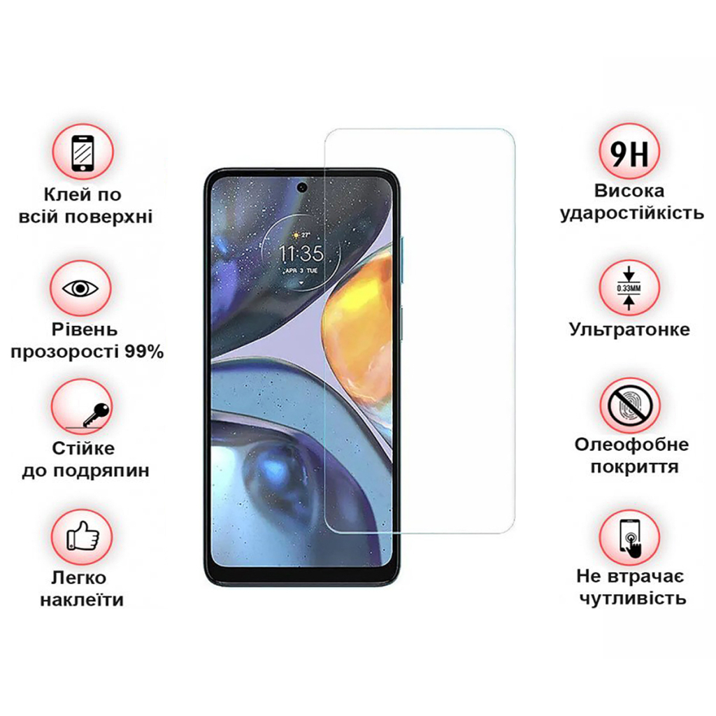 Захисне скло BeCover Motorola Moto E32s 3D Crystal Clear Glass (709734) фото