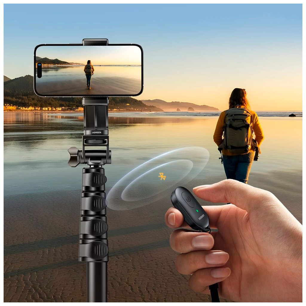 Штатив Ugreen LP680 Selfie Stick Tripod with Bluetooth Remote Black (15609) фото12