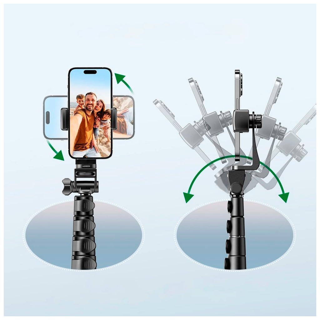 Штатив Ugreen LP680 Selfie Stick Tripod with Bluetooth Remote Black (15609) фото9