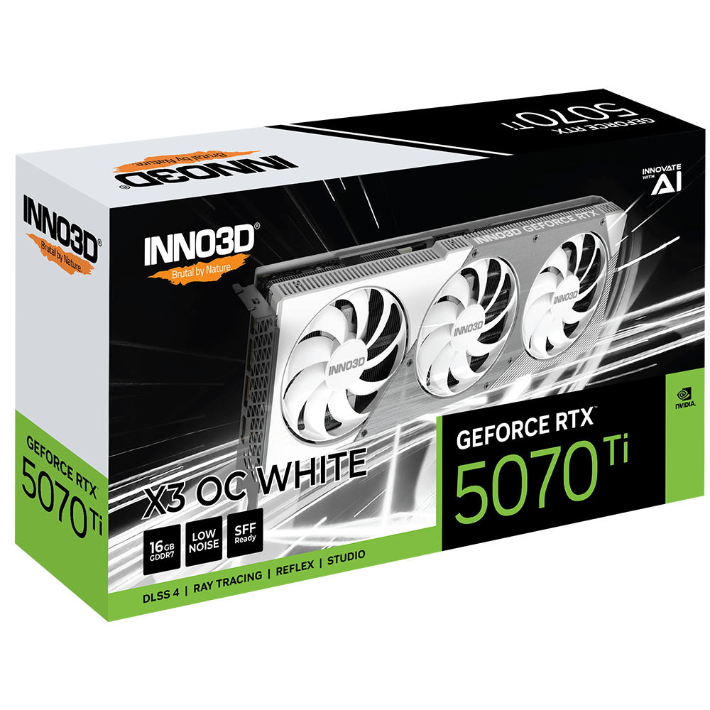 Видеокарта INNO3D NVIDIA RTX 5070 Ti X3 OC White 16GB GDDR7 (N507T3-16D7X-176068W) фото3