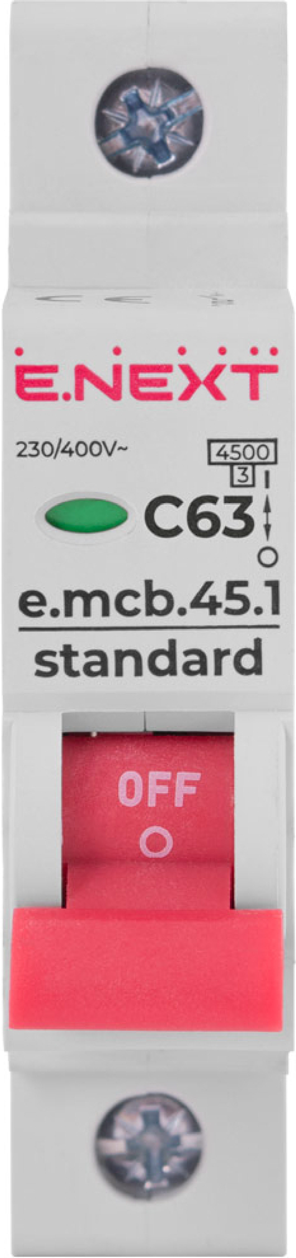 Автоматичний вимикач E.NEXT 1-п e.mcb.stand. 63А C ( 4,5кА) (s002014) фото3