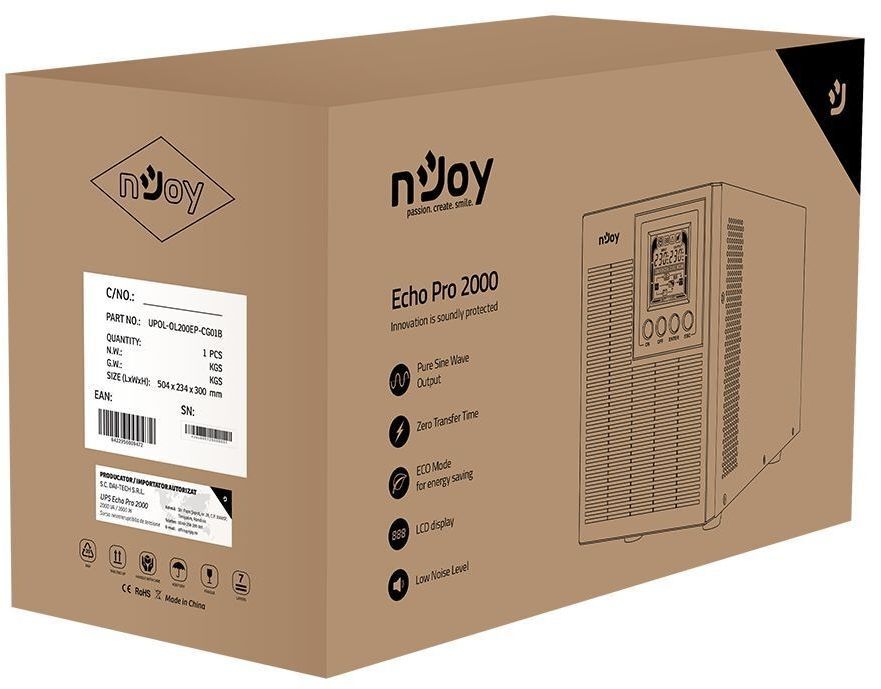 ИБП Njoy Echo Pro 2000 Online, 4 x Schuko, USB, LCD, метал (UPOL-OL200EP-CG01B) фото4