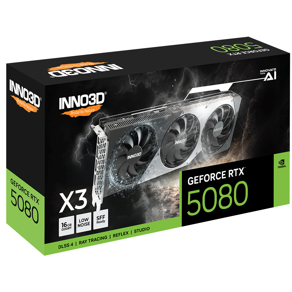 Видеокарта INNO3D NVIDIA GeForce RTX 5080 X3 16GB GDDR7 (N50803-16D7-176068N) фото3