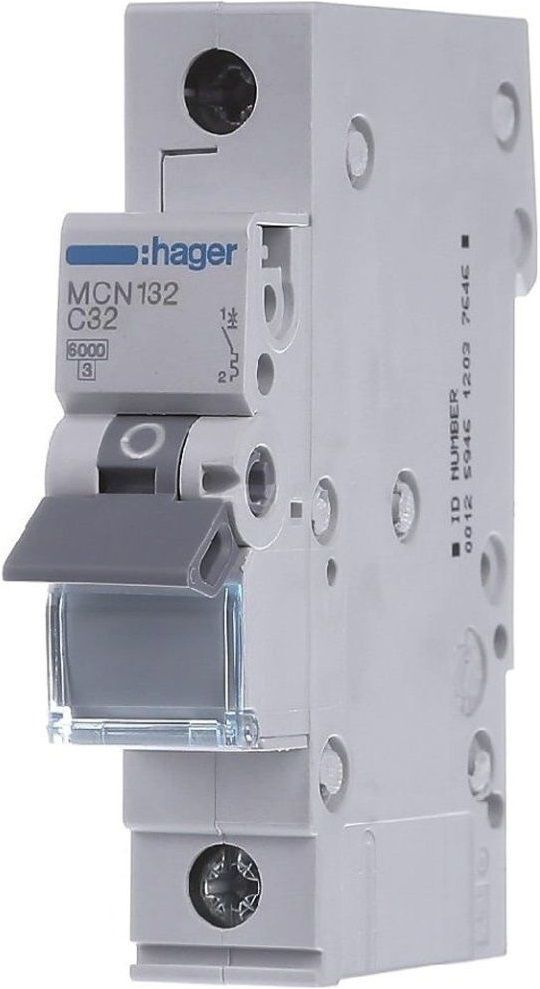 Автоматичний вимикач Hager 1-п. C 32A (6kA) 1M (A) (MCN132) фото