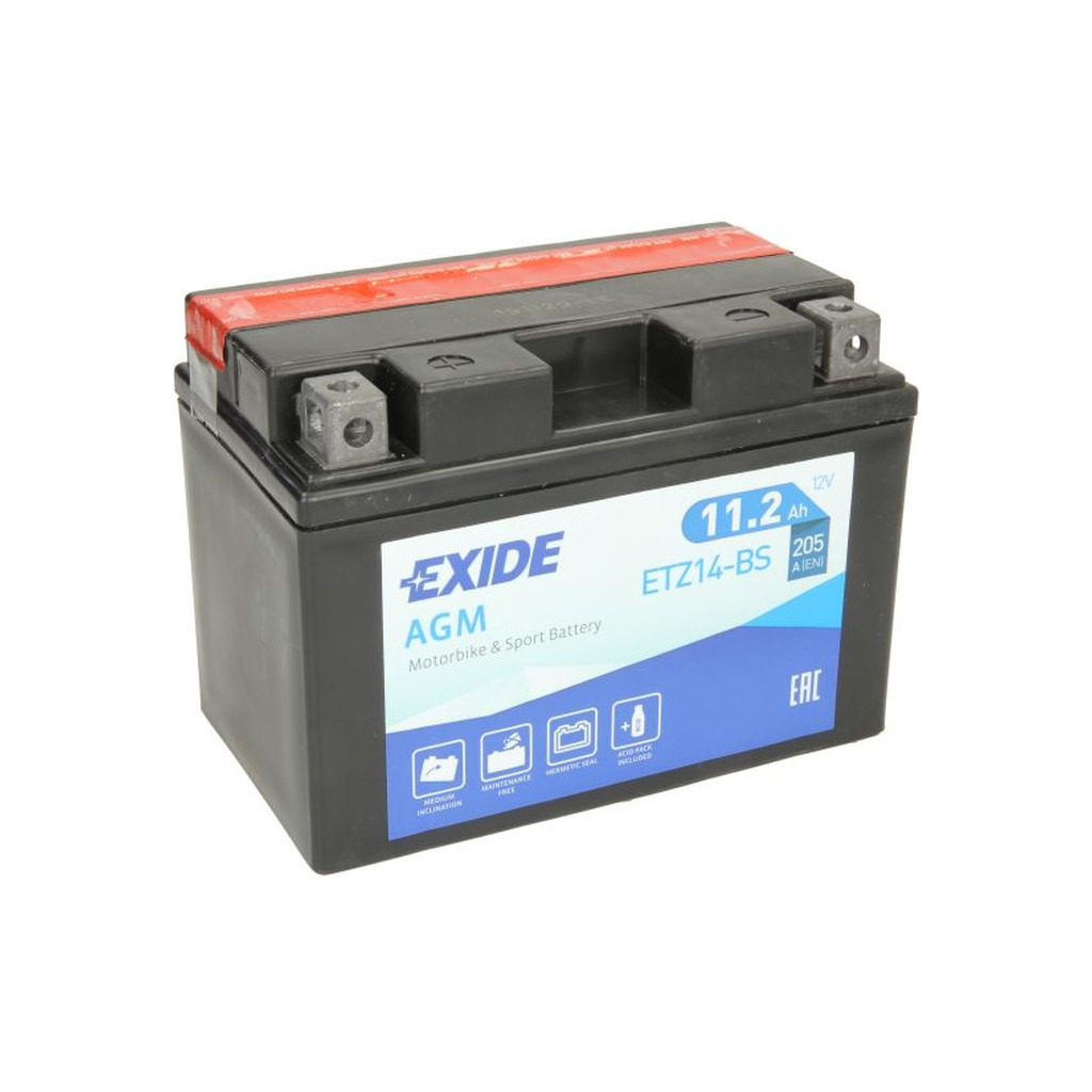Акумулятор автомобільний EXIDE AGM 11,2Ah (+/-) (205EN) (ETZ14-BS) фото