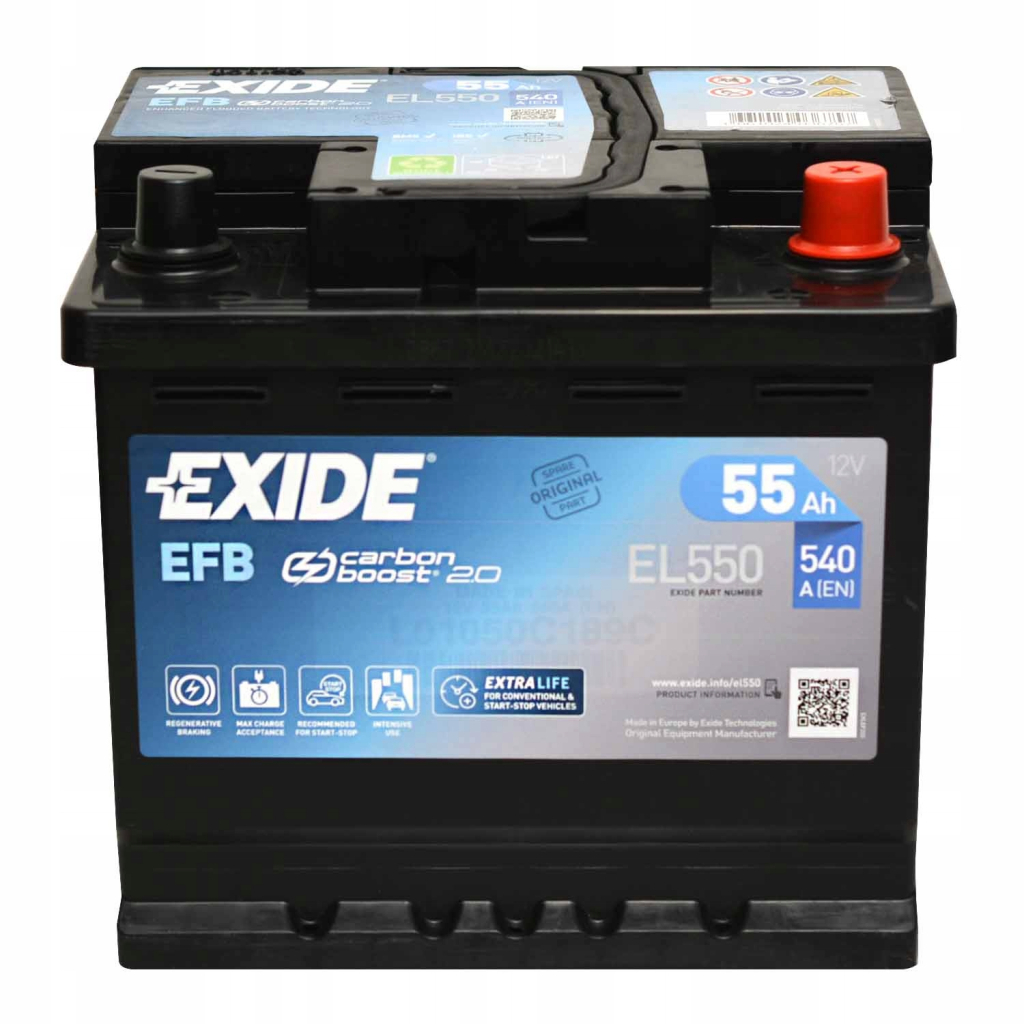 Акумулятор автомобільний EXIDE START-STOP EFB 55A (EL550) фото2