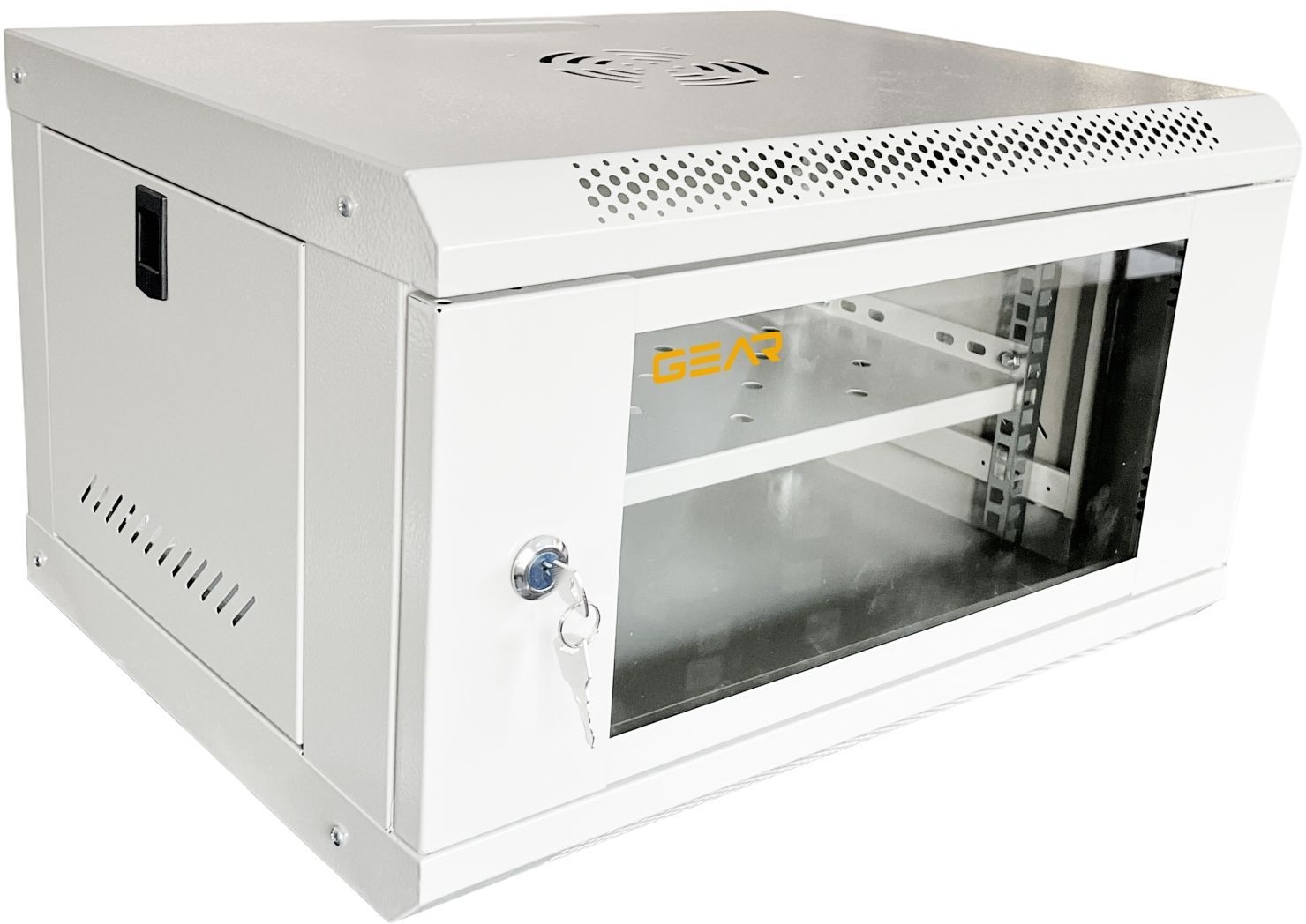 Шафа настінна GEAR 19", 6U, 600x450x350 мм, з полицею 19", gray (GWMSN-6U-600-450G) фото2