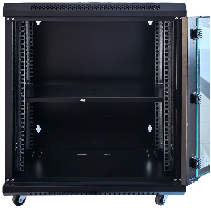 Шафа настінна GEAR 19", 15U, 600x600x750 мм, з полицею 19", Black (GWMSN-15U-600-600) фото3