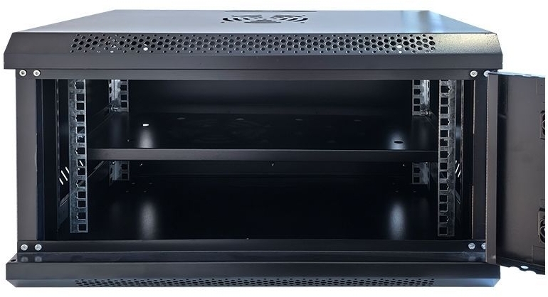 Шафа настінна GEAR 19", 6U, 600x600x350 мм, з полицею 19", Black (GWMSN-6U-600-600) фото4