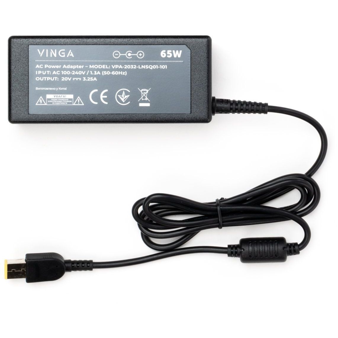 Блок питания Vinga Lenovo 65W 20V 3.25A Square (VPA-2032-LNSQ01-101) фото