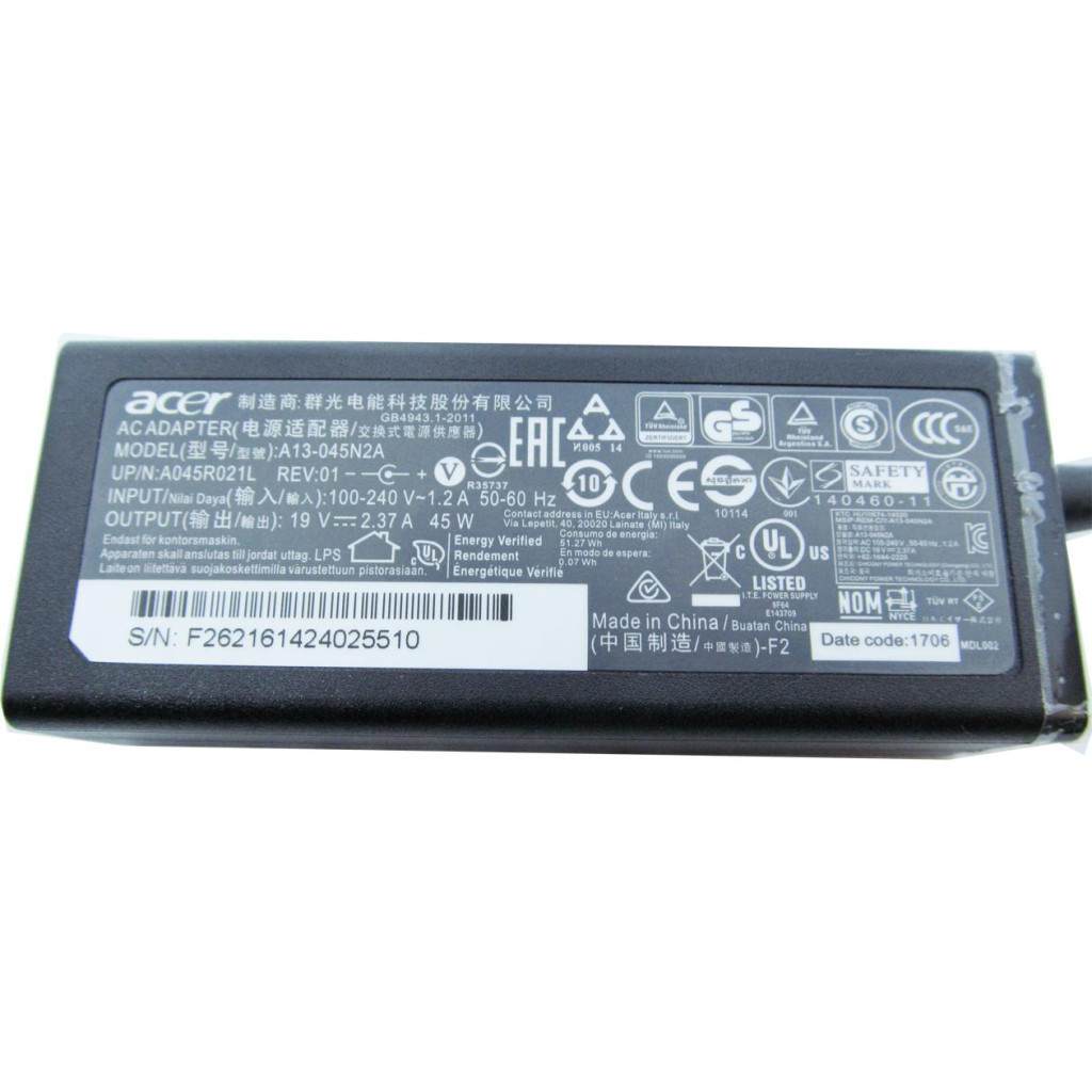 Блок питания Acer 45W 19V 2.37A (A13-045N2A / A40241) фото3