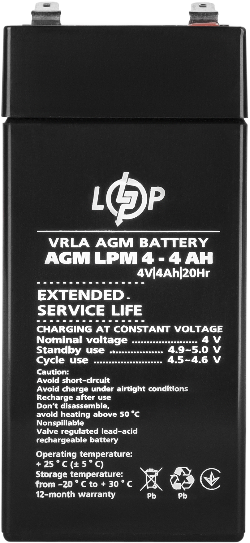 Аккумуляторная батарея LogicPower LPM 4В 4 Ah (4135) фото2