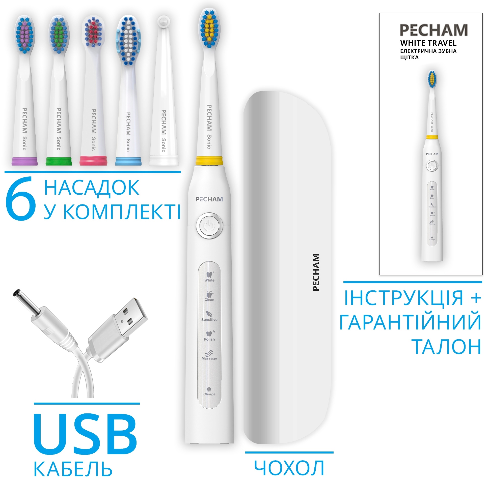 Электрическая зубная щетка Pecham Travel PC-081 White (0290119080509) фото3