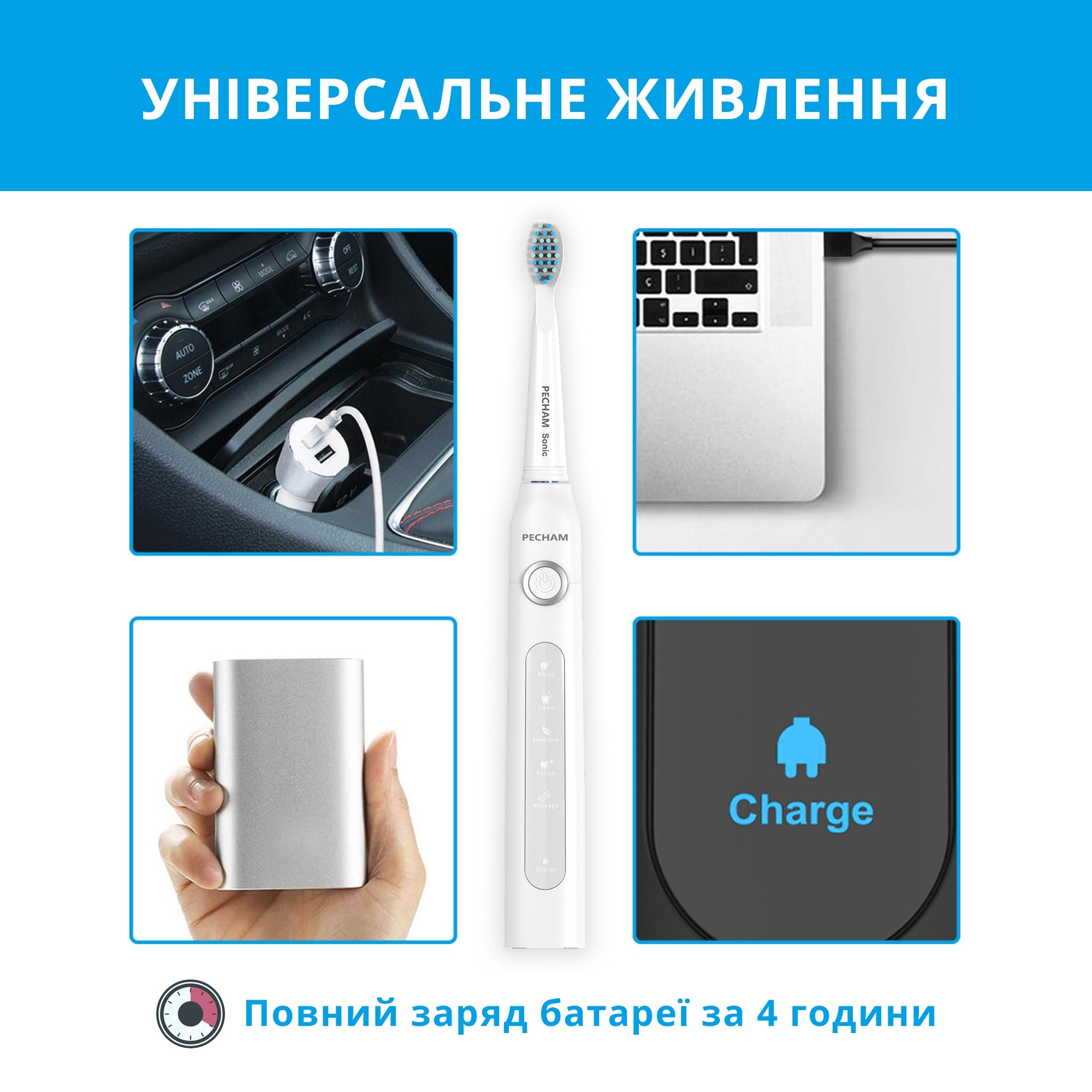 Электрическая зубная щетка Pecham Travel PC-081 White (0290119080509) фото6