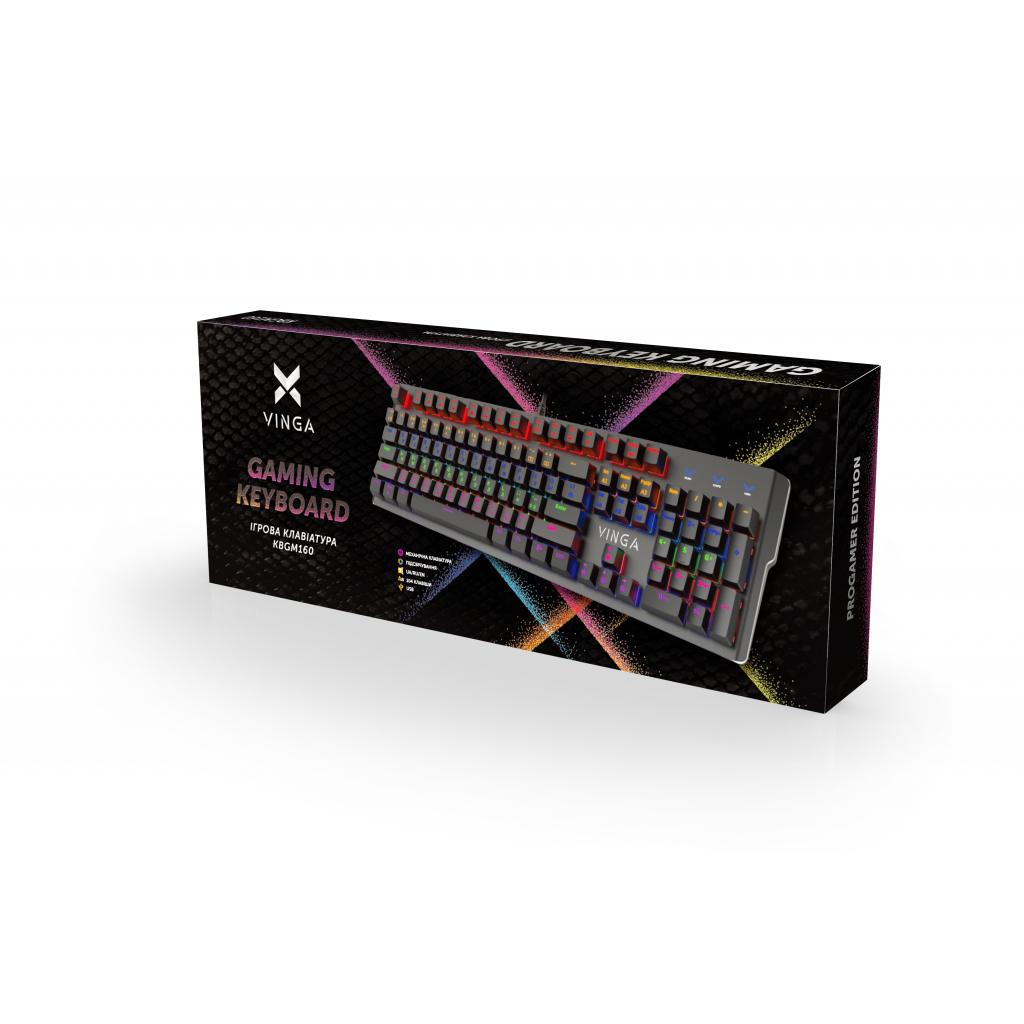 Игровая клавиатура Vinga KBGM160 LED Outemu Blue Switch USB Black (KBGM160_Black) фото4