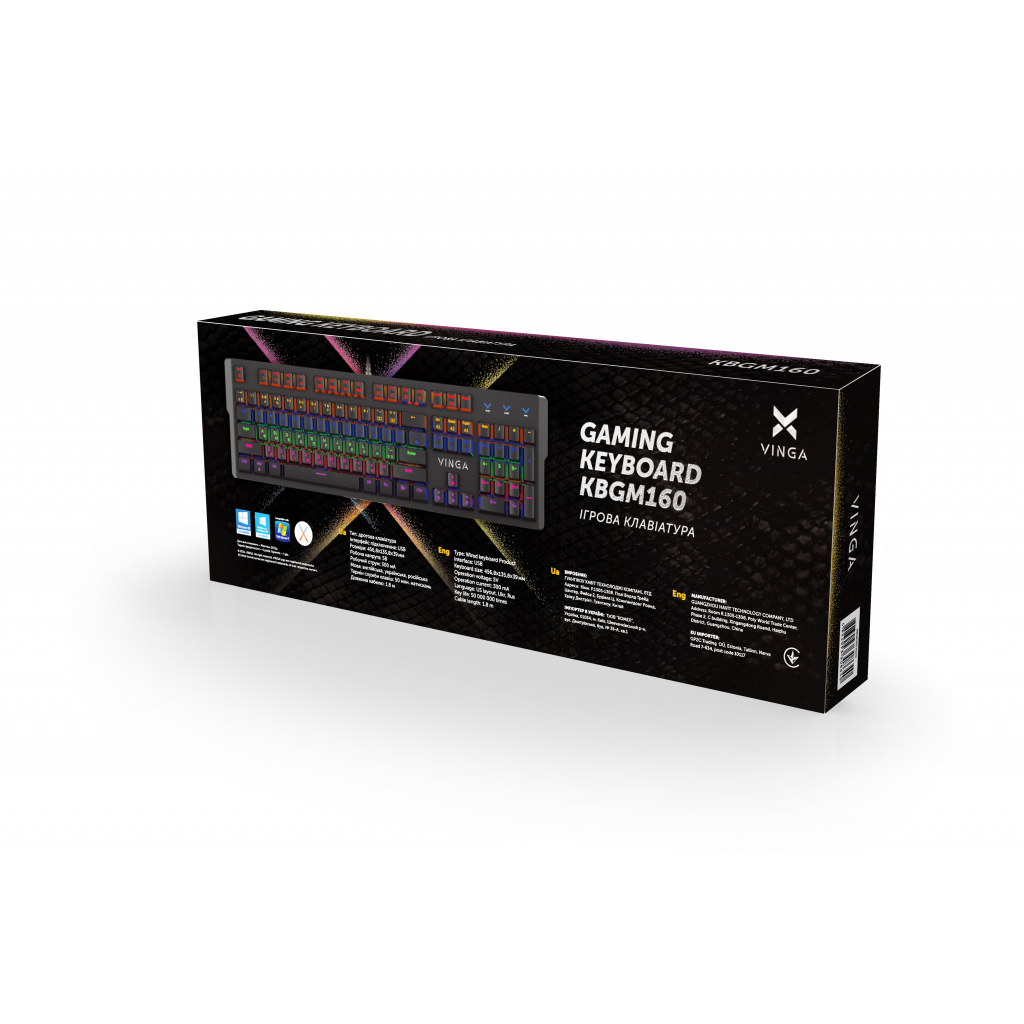 Игровая клавиатура Vinga KBGM160 LED Outemu Blue Switch USB Black (KBGM160_Black) фото5