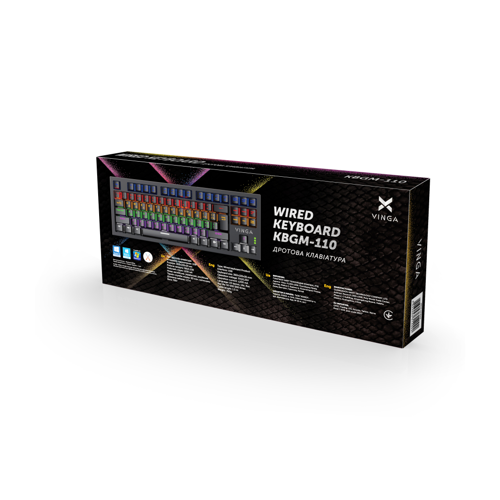 Игровая клавиатура Vinga KBGM-110 87 Key LED Blue Switch USB Black (KBGM-110_Black) фото