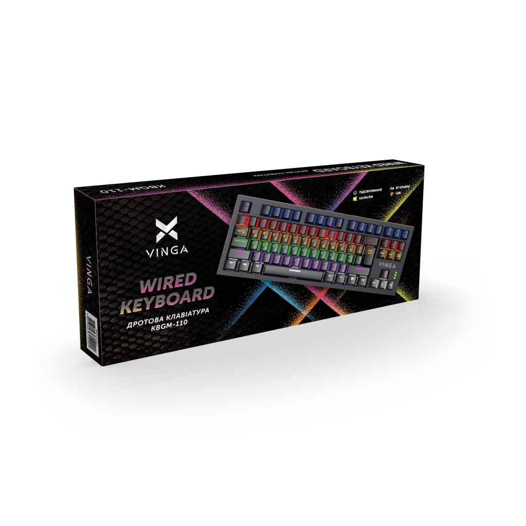 Игровая клавиатура Vinga KBGM-110 87 Key LED Blue Switch USB Black (KBGM-110_Black) фото