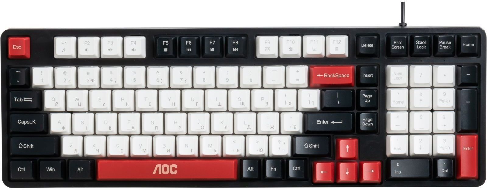 Ігрова клавіатура AOC GK116H1 LED USB UA White/Red/Black (GK116H1/97) фото3