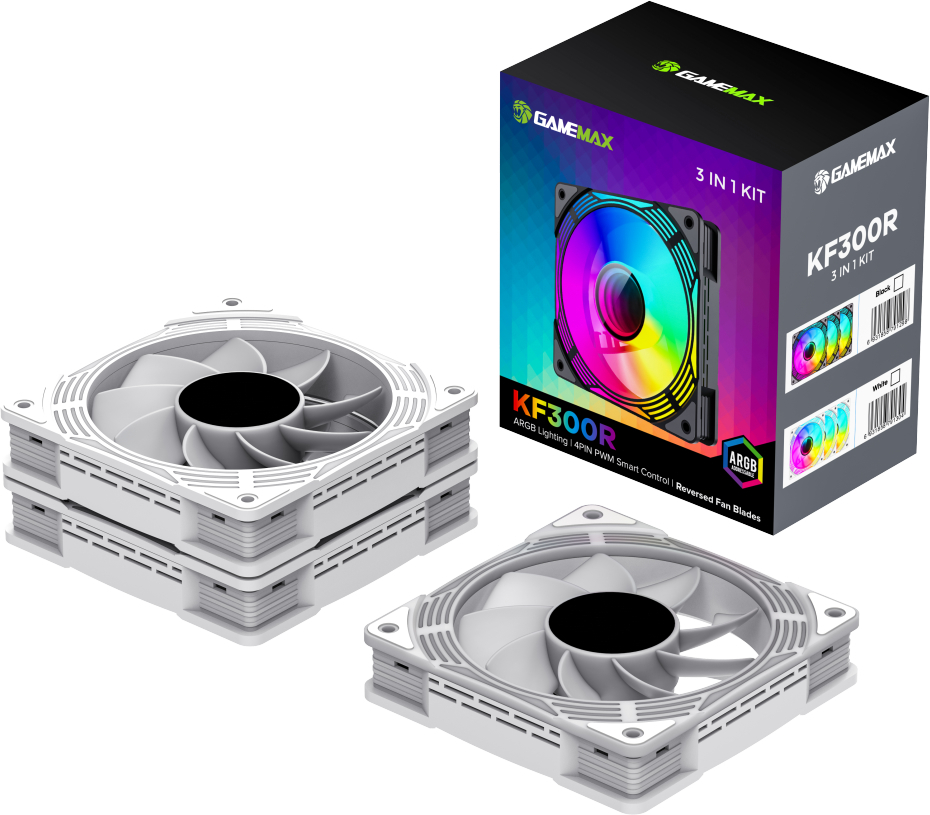 Комплект корпусных вентиляторов GameMax KF300R WH (KF300R WH) фото